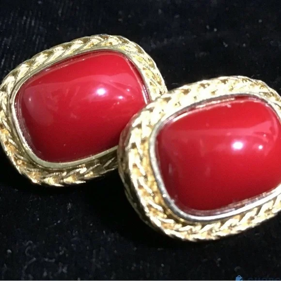 Givenchy Elegant Red and Gold Earrings - Picture 9 of 13
